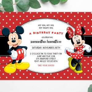 Mickey and Minnie mouse invitation edit online template