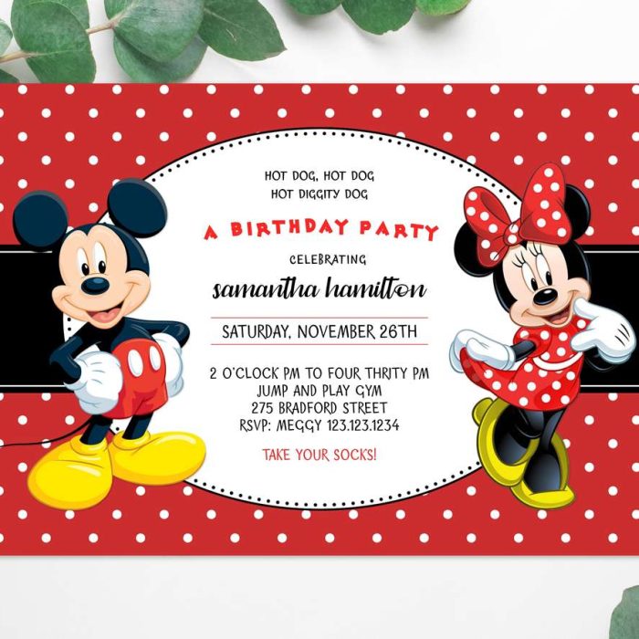 Mickey and Minnie mouse invitation edit online template