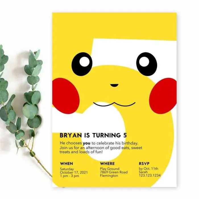 pikachu-5th-birthday-invitation Pikachu 5th Birthday Invitation
