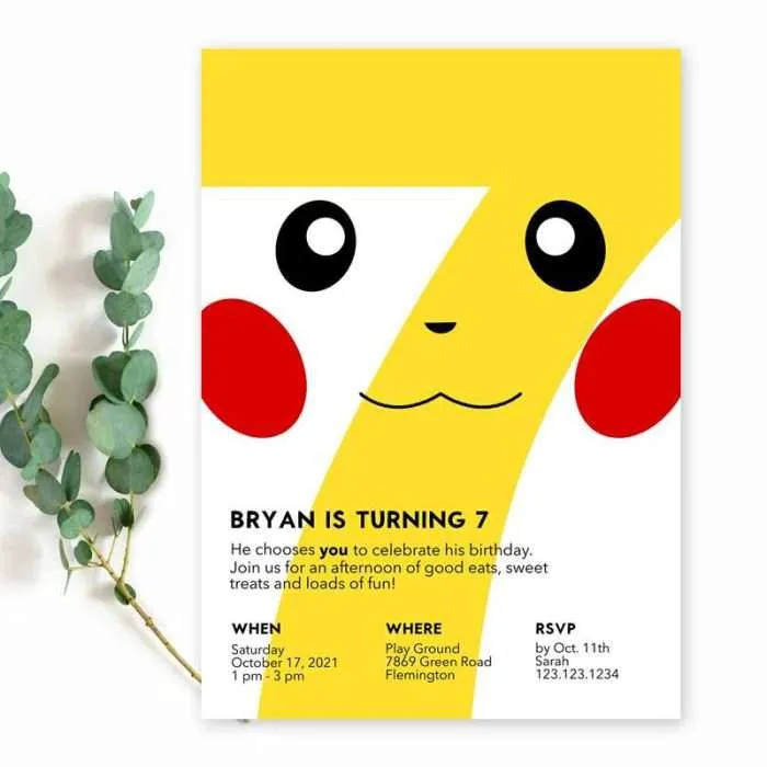pikachu-birthday-invitation Pikachu 7th Birthday Invitation
