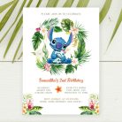 Stitch birthday party invitation template for girl