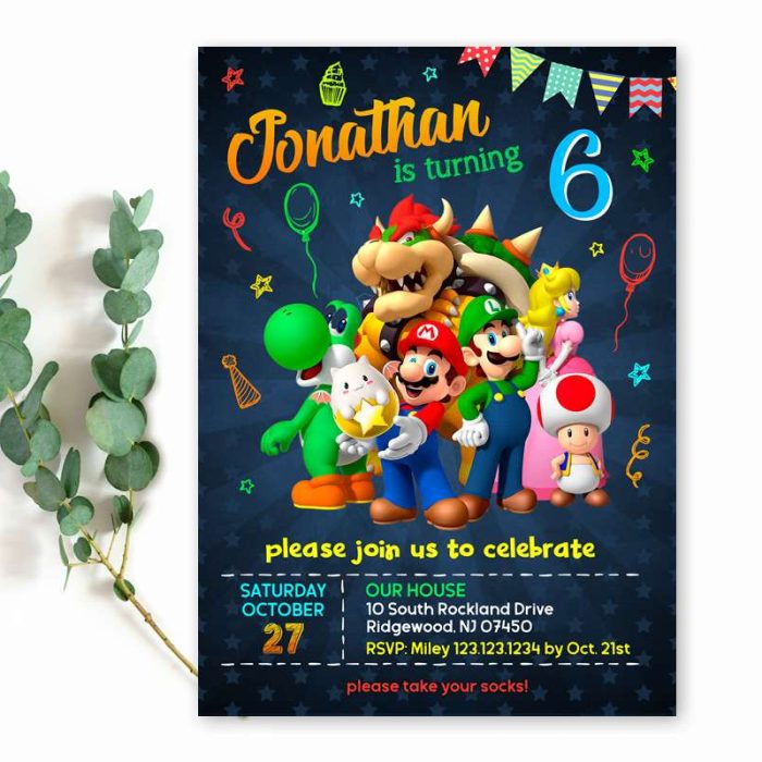 super Mario invitation template