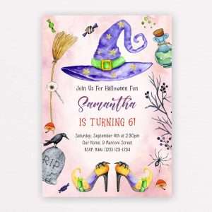 Witch's Hat Halloween Invitation