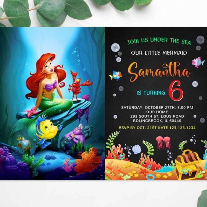Little Mermaid Ariel Invitation Template