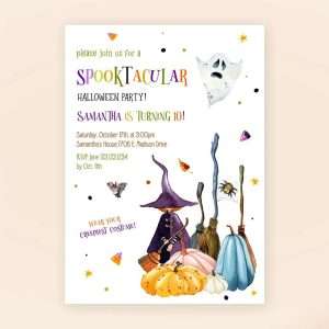 little witch birthday invitation