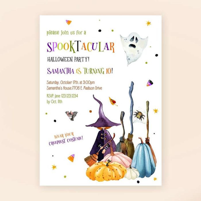 little witch birthday invitation