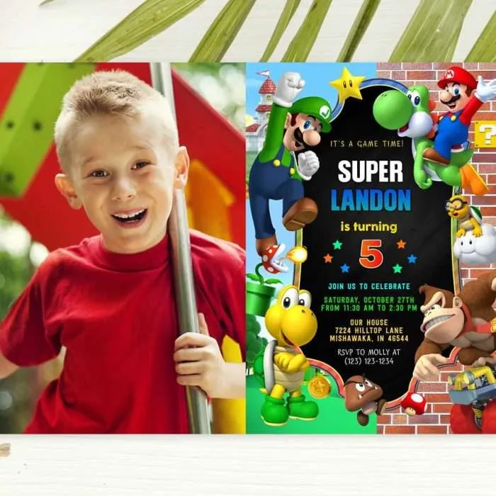 Mario Invitation With Photo