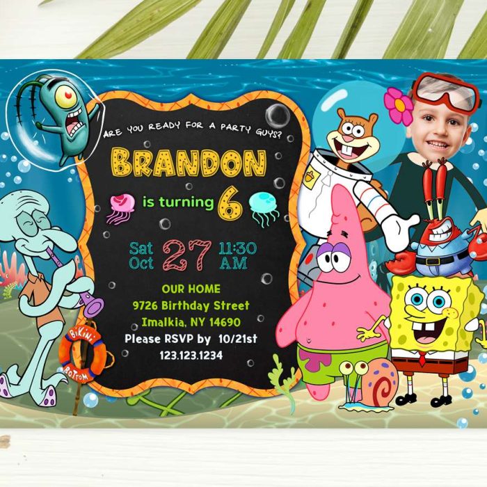 SpongeBob Invitation With Photo