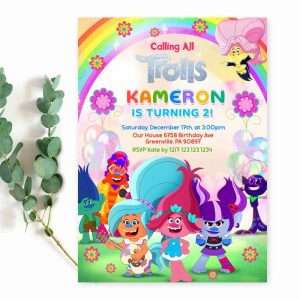 trolls party invitation