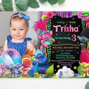Trolls Invitation With Photo