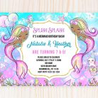 Black Twin Mermaids Invitation