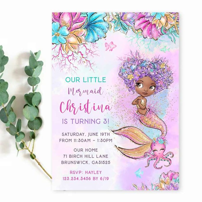 black mermaid invitation