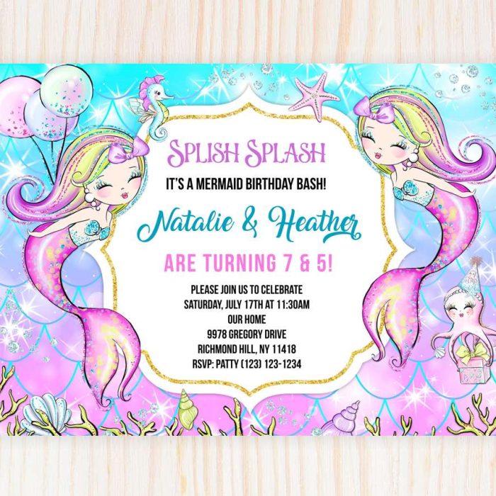 twin mermaid invitation