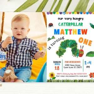 hungry caterpillar invitation with photo