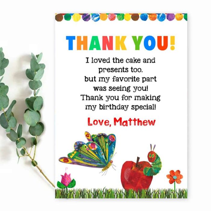 hungry caterpillar thank you card