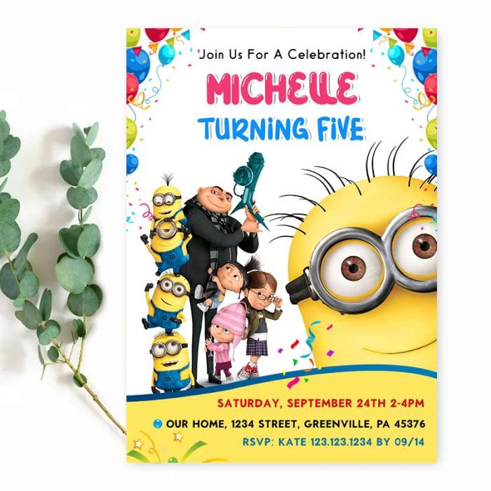 Minions invitation girl