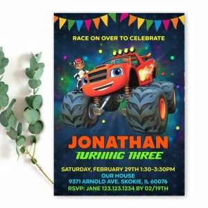 Blaze and Monster Machines Invitation