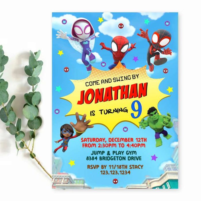 Spidey and friends invitation
