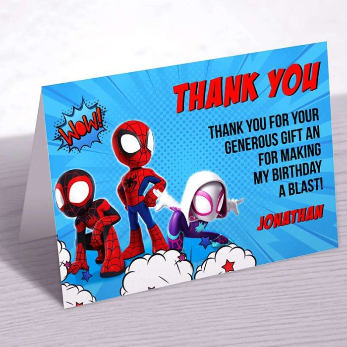Spidey and friends thank you card