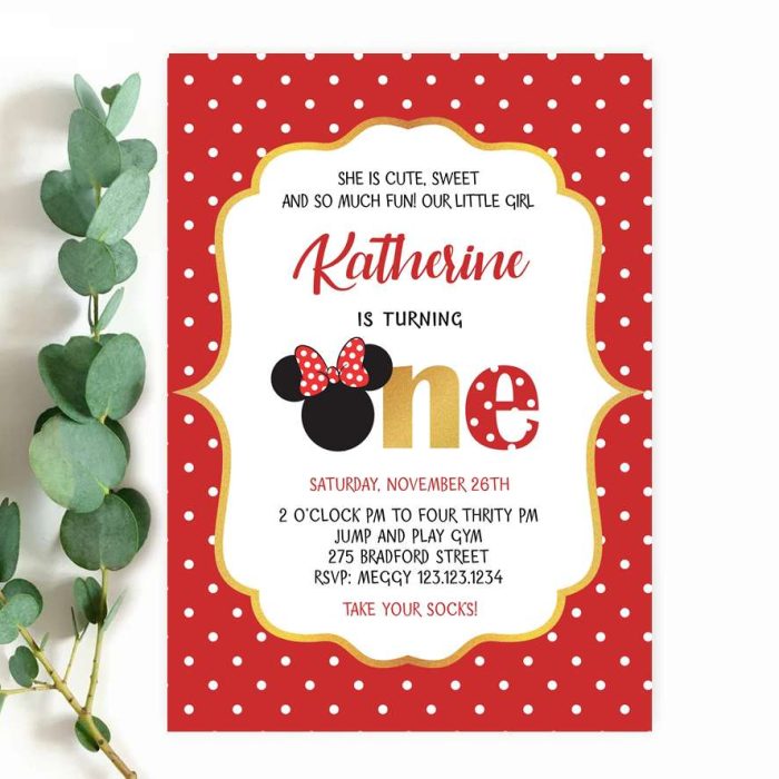 Minnie Mouse 1st Birthday Invitation