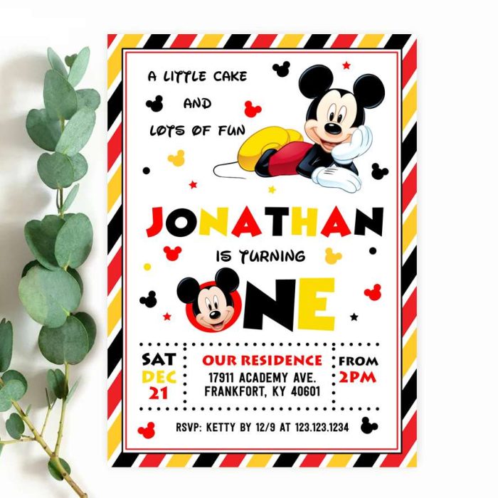 Mickey 1st Birthday Invitation