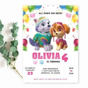 Paw Patrol Invitation Girl