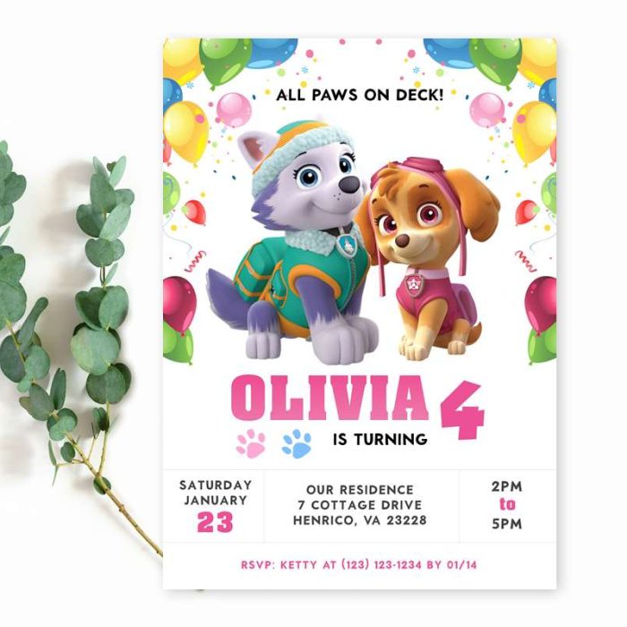Paw Patrol Invitation Girl