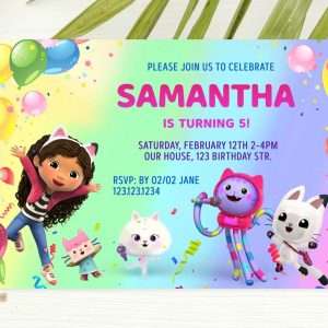 Girl Cat Dollhouse Invitation