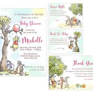 Winnie The Pooh Baby Shower Invitation Bundle