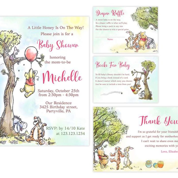 Winnie The Pooh Baby Shower Invitation Bundle