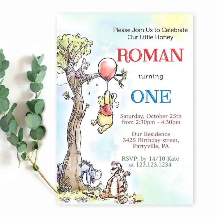 Winnie The Pooh invitation Boy