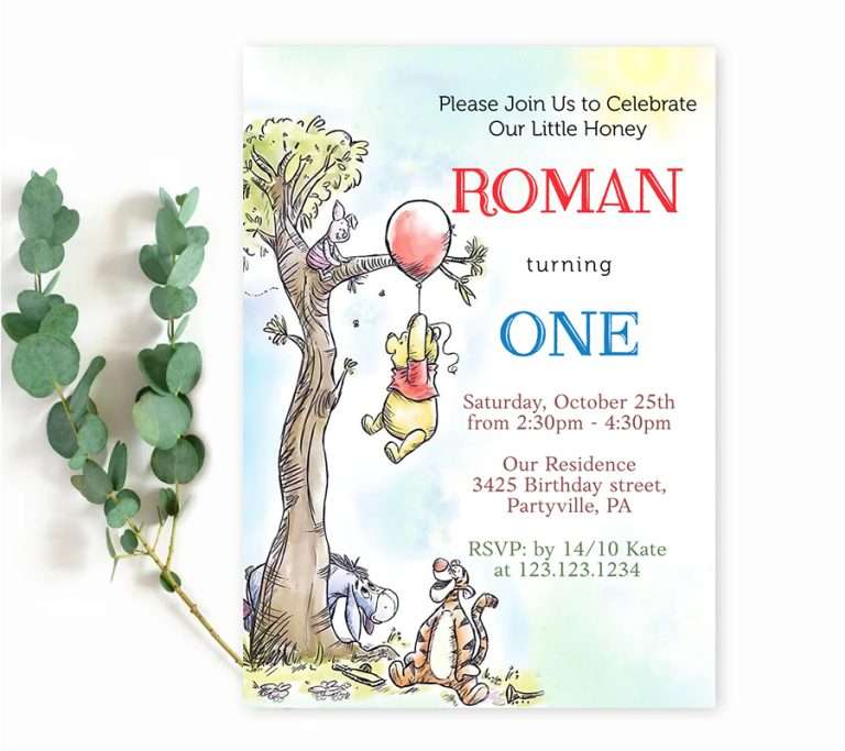 Whimsical Winnie the Pooh Party Invitations: A Hundred Acre Wood Celebration Starts with Style