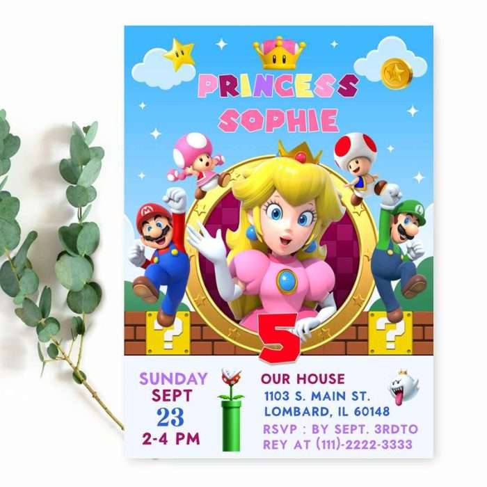 princess peach party invitation