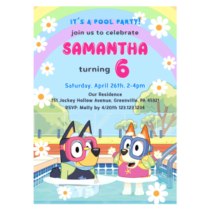 Bluey Pool Party Invitation
