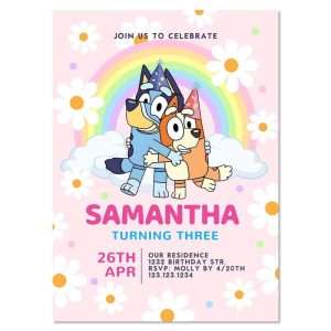 Bluey Rainbow Invitation