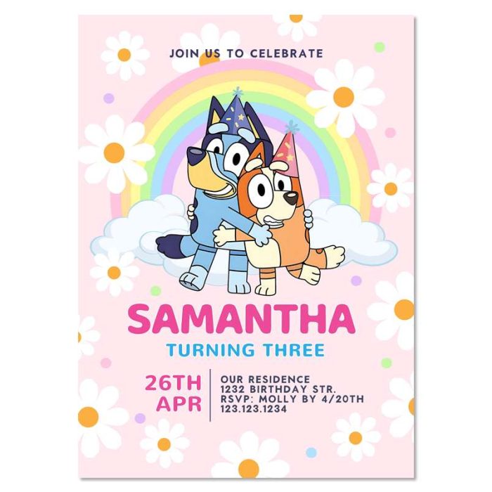 Bluey Rainbow Invitation