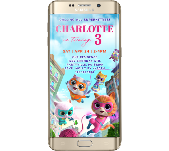 Electronic Super Kitties Invitation