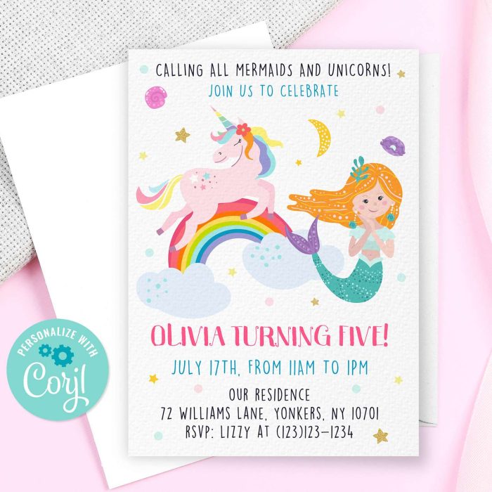 Mermaid & Unicorn Invitation
