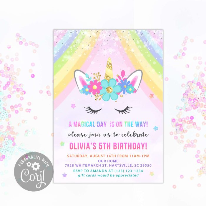 Magical Unicorn Birthday Invitation