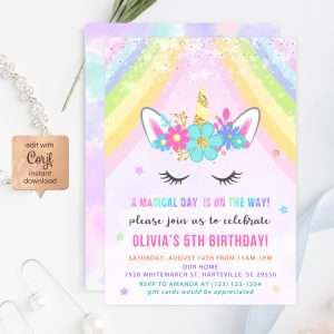 Magical Unicorn Birthday Invitation