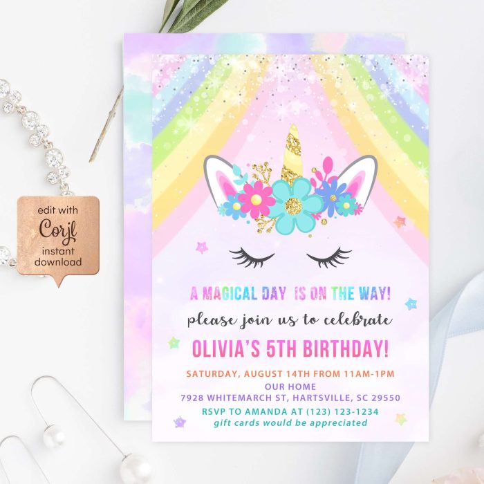Magical Unicorn Birthday Invitation
