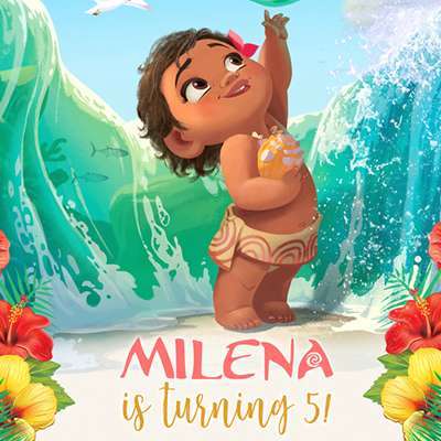Moana Birthday Invitations
