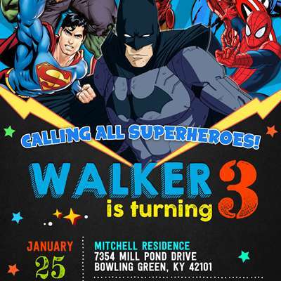 Superheroes Birthday Invitations