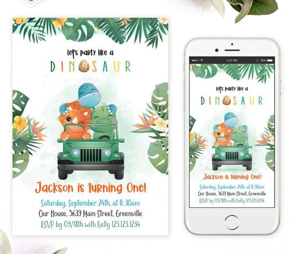 Dinosaur Safari Invitation