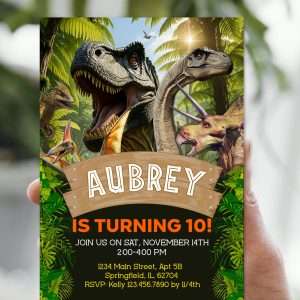 Roaring Dinosaur Birthday Invitation