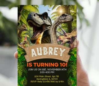 Roaring Dinosaur Birthday Invitation