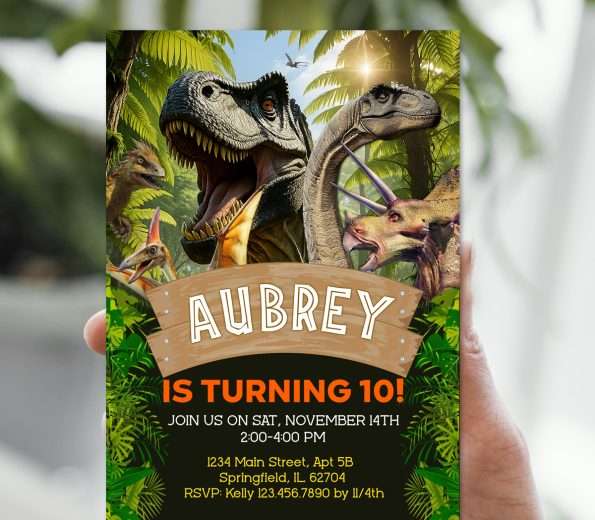 Roaring Dinosaur Birthday Invitation
